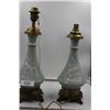 Image 1 : 2 Vintage, Green Ceramic /  Brass Table Top Lamps