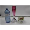 Image 1 : Signed Art Glass Vase and Glass Paperweight
