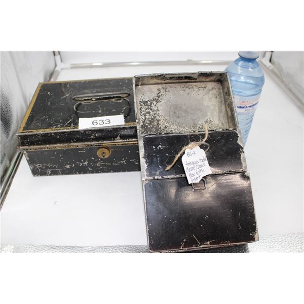 Antique Metal Cash Box with Insert