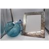 Image 1 : Blue Glass Vase and Silver Plated Picture Frame