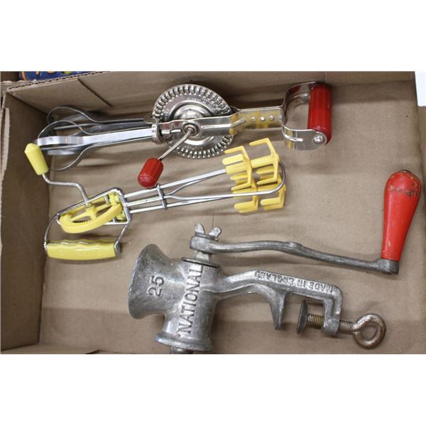 2 Vintage Handmixers and 1 Meat Grinder