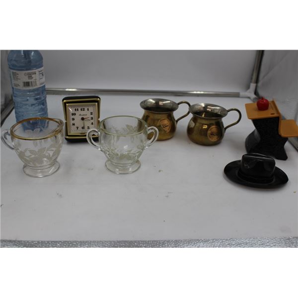 Misc. Vintage Items: Travel Clock, Salt and Pepper
