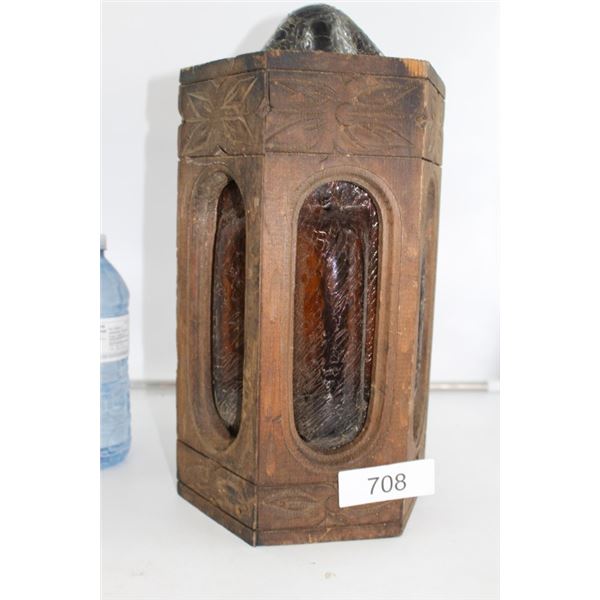 Antique  Amber Hand Blown Glass and Holder