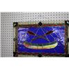 Image 1 : Vintage Leaded Glass Wall Art - Canoe