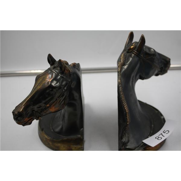 Vintage Set of Metal Horse Bust Bookends