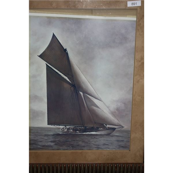 Framed Large Print of Sail Boat
