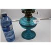 Image 2 : Vintage Blue Glass Oil Lamp