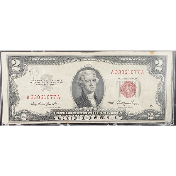 1953 Red Seal $2 Bill