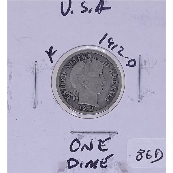 1912-D Silver Barber Dime