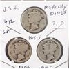 Image 1 : 1916-S, 1917-S and 1919-S Mercury Dime Set
