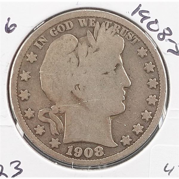 1908-S Barber Half Dollar