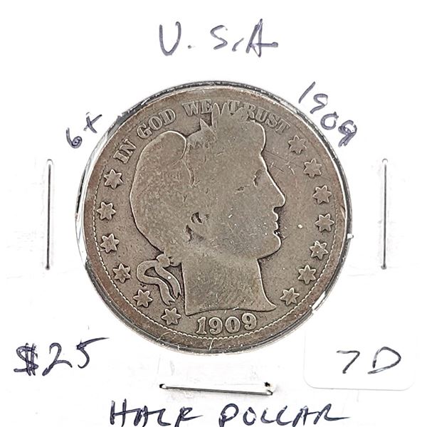 1909 Barber Half Dollar