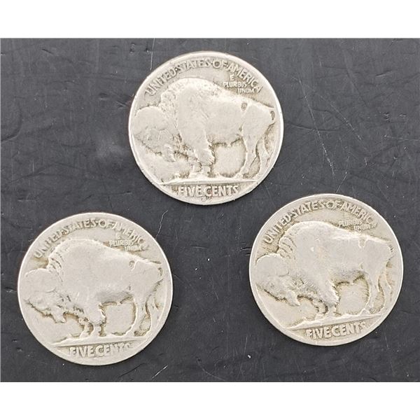 1929 P, D, S Buffalo Nickel Set