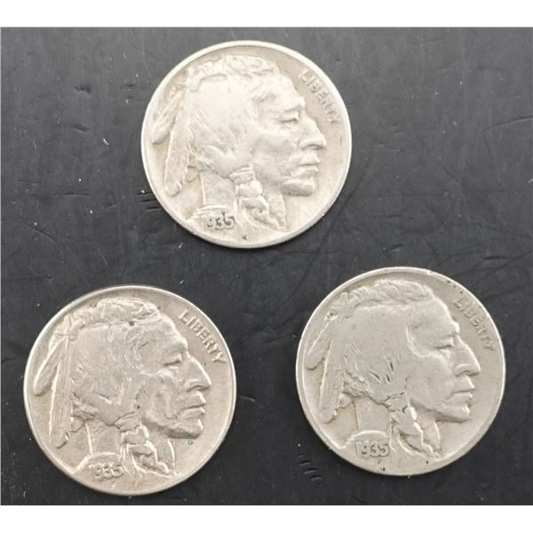 1936 P, D, S Buffalo Nickel Set