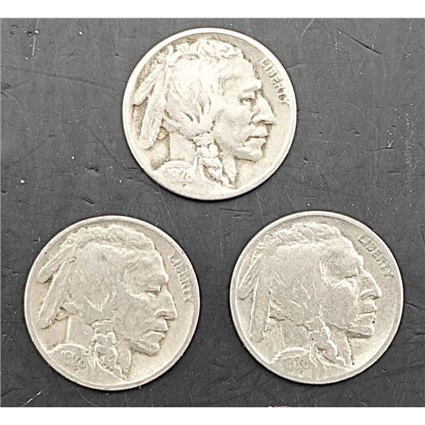 1928 P, D, S Buffalo Nickel Set