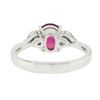 Image 8 : Vintage 18K White Gold GIA NO HEAT Pink Sapphire & Heart Diamond Accents Ring