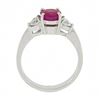 Image 9 : Vintage 18K White Gold GIA NO HEAT Pink Sapphire & Heart Diamond Accents Ring