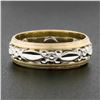 Image 2 : Lohengrin Vintage 14k TT Gold 6mm Floral Open Work Grooved Sides Wide Band Ring