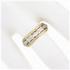 Image 3 : Lohengrin Vintage 14k TT Gold 6mm Floral Open Work Grooved Sides Wide Band Ring