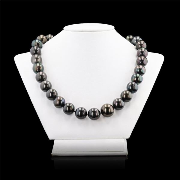14MM to 16MM Tahitian Cultured Pearl Necklace with 14K White Gold Clasp (GIA CER