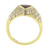 Image 9 : 18K Yellow Gold GIA Bezel Triangular Ruby Solitaire Pave Diamond Dome Band Ring