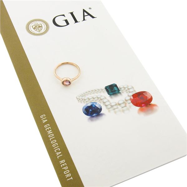 NEW 14k Rose Gold 1.01 ctw Oval GIA NO HEAT Pink Sapphire Bezel Set Solitaire Ri