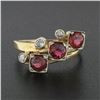 Image 2 : Antique Victorian 14k Yellow Gold 2.15 ctw Old Cut Garnet & Diamond Milgrain Rin