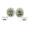 Image 3 : 14K White Gold 3.98 ctw Oval Green Sapphire & Round Diamond Halo Stud Earrings