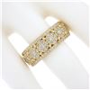 Image 3 : Unisex Fancy 10k Yellow Gold 2 ctw Round Brilliant Diamond Wide Cluster Band Rin