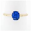 Image 1 : Antique 14k Gold GIA 1.95 ctw NO HEAT Cushion Blue Ceylon Sapphire Solitaire Rin