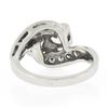 Image 7 : Vintage Platinum 1.66 ctw Old European Cut Dual Diamond Bypass Ring w/ Accents