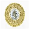 Image 4 : Vintage 18K Gold Oval Aquamarine Solitaire Braided Hand Wire Work Cocktail Ring
