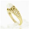 Image 7 : 14K Gold Cultured Pearl Solitaire w/ Diamond Open Twisted Wire Work Domed Ring