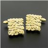Image 6 : Men's Solid 14k Yellow Gold Nugget Textured Polished Finish Square Cuff Links