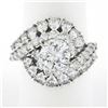 Image 1 : Vintage Platinum 4.58 ctw GIA Round & Pear Cut Diamond Domed Swirl Cocktail Ring
