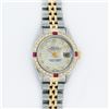 Image 2 : Rolex Ladies Quickset Two Tone 18K Yellow Gold And Steel Silver Diamond And Ruby