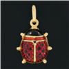 Image 2 : Vintage 18K Yellow Gold Red & Black Enamel Textured Puffed Ladybug Charm Pendant