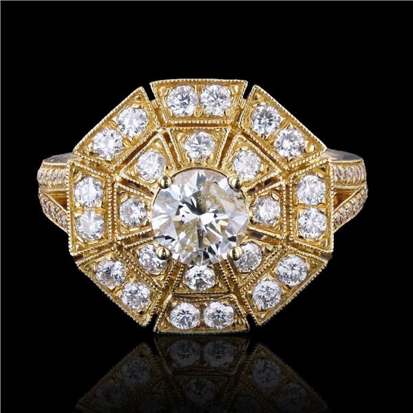 0.71 ctw CENTER Diamond 18K Yellow Gold Ring (1.48 ctw Diamonds)