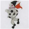 Image 3 : Vintage 18k White Gold Diamond Black Onyx and Coral Clown Brooch Pin