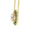 Image 5 : NEW 14K Gold Round Diamond & Emerald Halo w/ Milgrain Flower Pendant & Chain