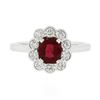 Image 5 : Platinum 1.35 ctw GIA BURMA NO HEAT Cushion VIVID RED Spinel Diamond Halo Ring