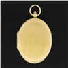 Image 2 : Vintage 14k Gold Brushed Textured Finish Extra Large XL Oval Locket Pendant