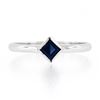 Image 4 : NEW Petite 14k White Gold 0.25 ctw Square Step Cut Bezel Sapphire Solitaire Ring