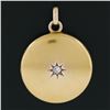 Image 2 : Antique 14k Yellow Gold Old Cut Star Pave Diamond Polished Round Locket Pendant