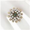 Image 3 : Antique 14k Rosy Yellow Gold 0.20 ctw Emerald Opal Open Spray Cluster Platter Ri