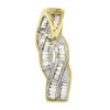 Image 3 : 14K Yellow Gold 0.80 ctw Baguette Cut Diamond Channel Set Braided Slide Pendant