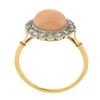 Image 7 : Antique Edwardian 18K Gold Platinum Button Angel Skin Coral w/ Diamond Halo Ring