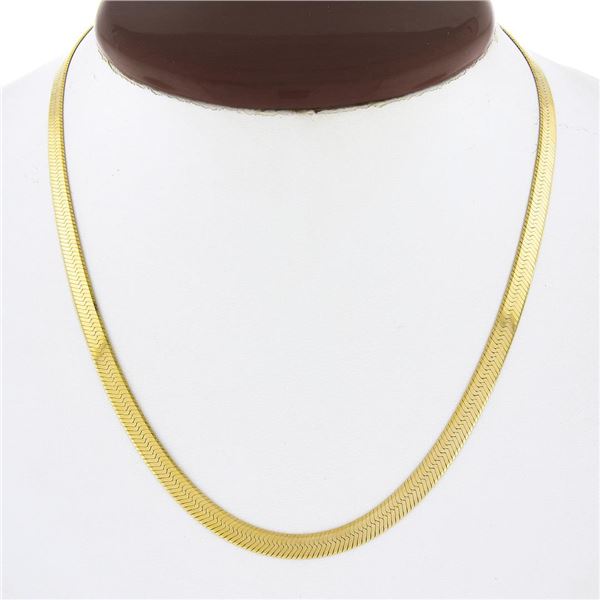 Italian 14k Gold 4.65mm 16" Polished Fancy Flat Herringbone Link Chain Necklace