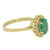 Image 3 : 14k Yellow Gold 1.59 ctw FINE Oval Emerald Solitaire & Round Diamond Halo Ring
