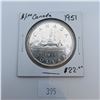 Image 1 : 1951 Canadian Silver Dollar 80% Silver